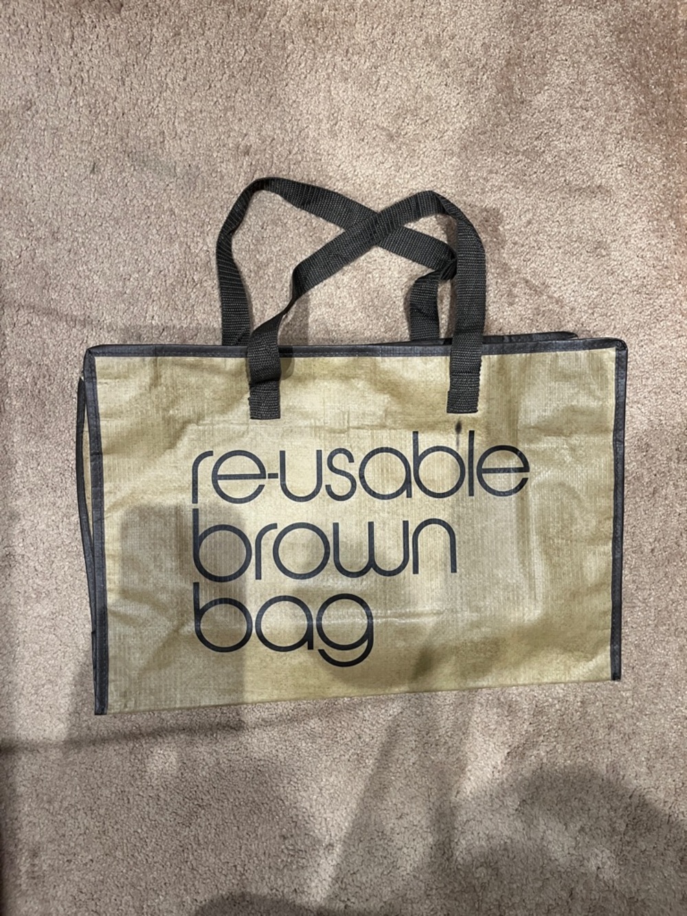 Bloomingdale’s Reusable Brown Bag zippered Tote with Black Handles